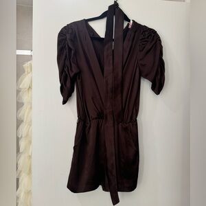 Amanda Uprichard Silk Brown Romper
